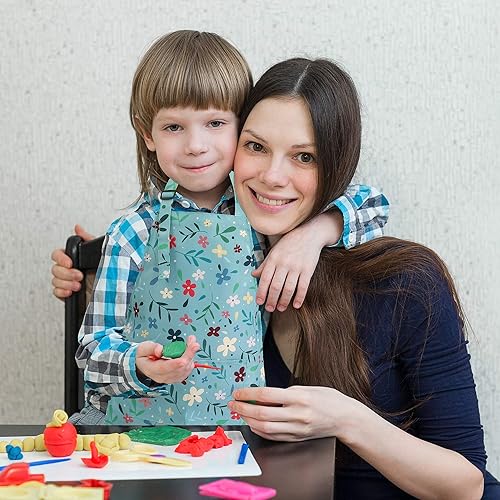 Vista 20 de BeeGreen Delantales de cocina para niños con correa ajustable, con bolsillo frontal para niños pequeños, pintores, artistas horneados negro