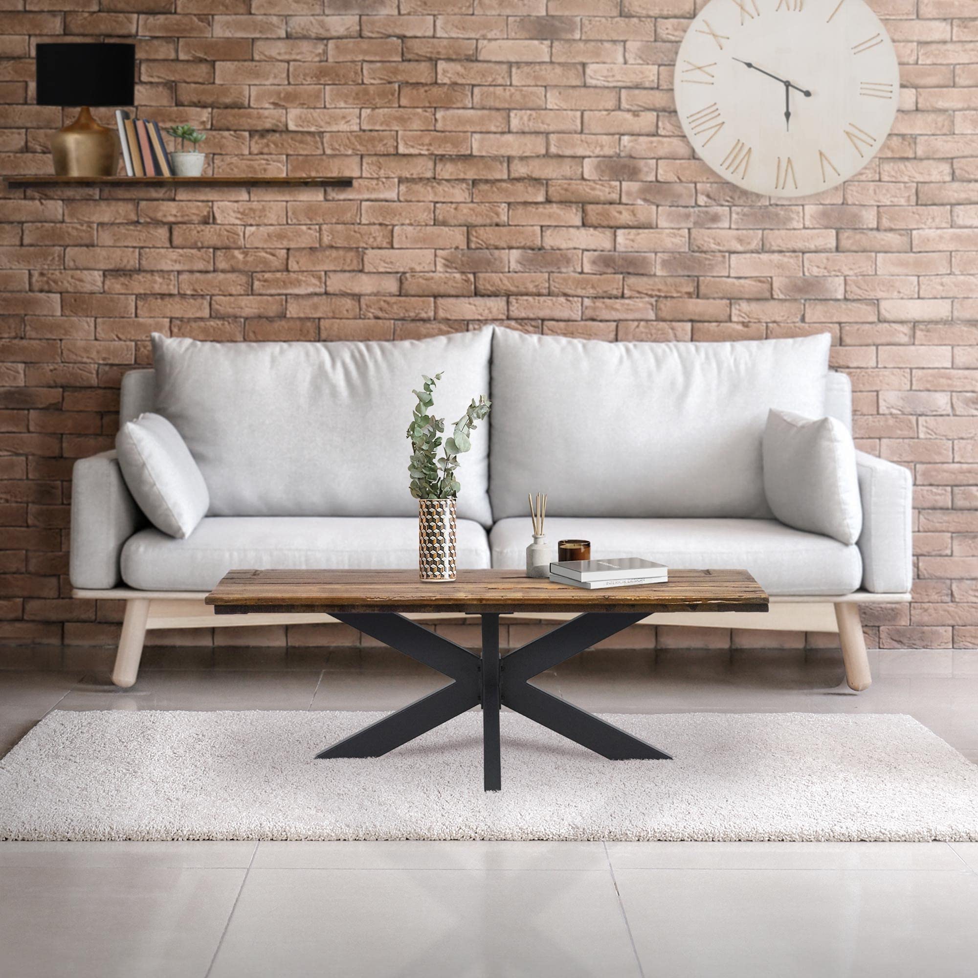 ML-Design Pied de Table Spider 58x43x98 cm, Structure en Croix, Noir, en Métal, Revêtement en Poudre, 150 kg, Design Industriel, Protection du Sol Inclus, Construction Robuste, Matériel de Fixation