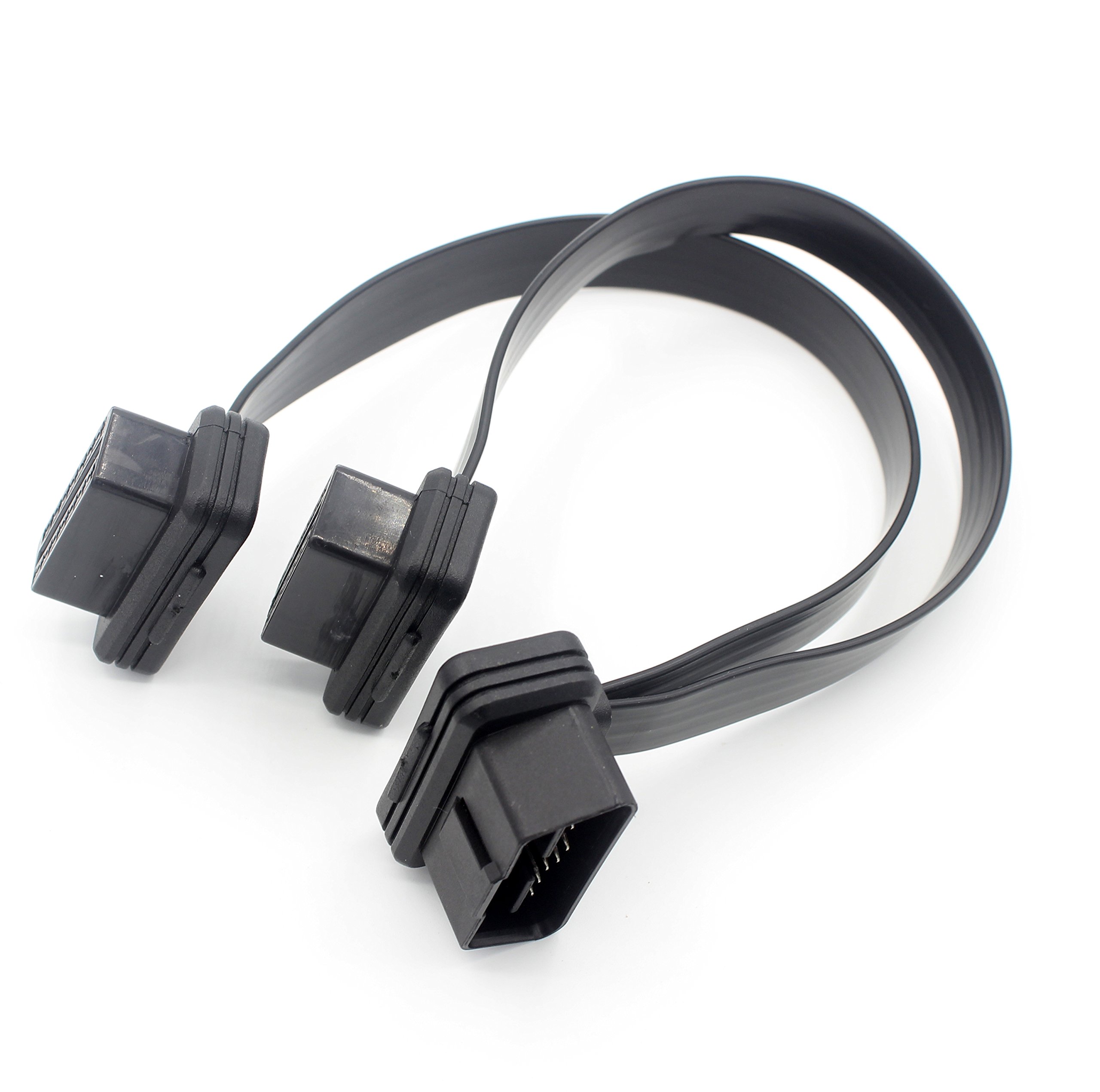 LoongGate OBD-II OBD2 Cable Divisor Grado Militar - Super Durable Cord 16 Pin Pass Through - Macho y Doble Hembra, J1962M a 2-J1962F - 0.3 Metros