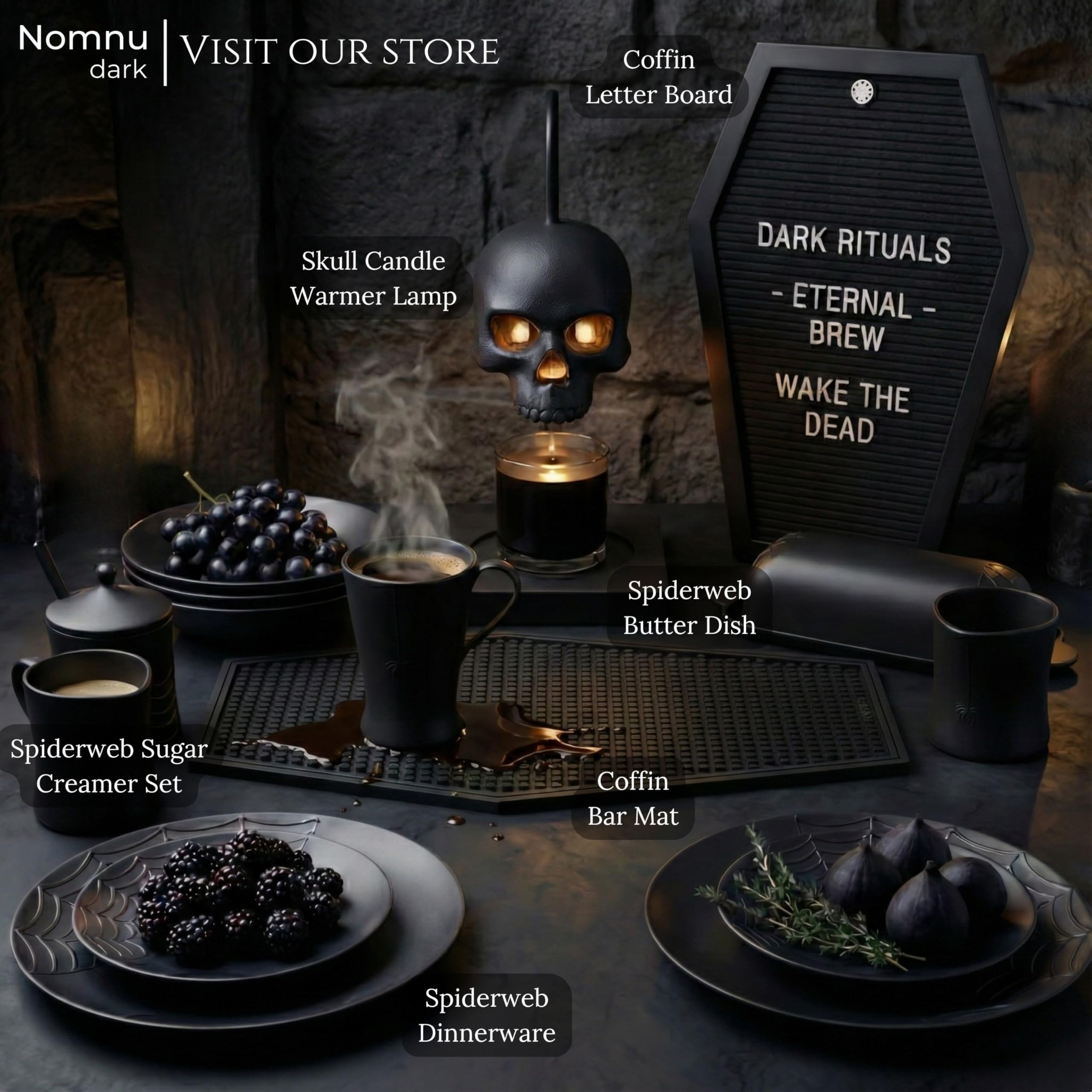 Tablero de letras de ataúd negro con emojis espeluznantes y creepmas + 500 personajes y soporte de madera, 43 x 26 cm, decoración gótica de Halloween, regalos espeluznantes