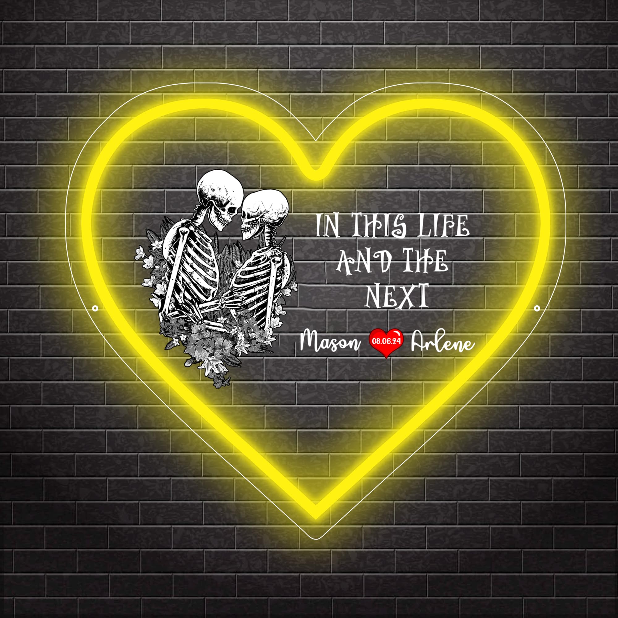 MHJUFGD Personalised Halloween Couple Led Neon Sign Custom Name Date Ghost Sign Skeleton Neon Sign for Halloween Party Wedding Man Cave Halloween Decor for Couples (Style 10)