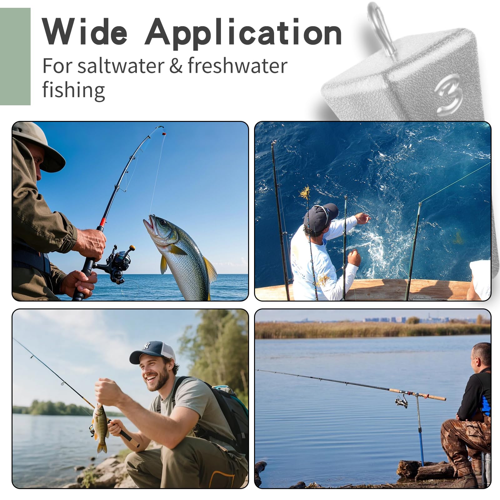 Piastrine piramidali – 18 pezzi – Pesi da pesca in acqua salata senza grovigli con 2 pezzi Sinker Slider per oceano, spiaggia, molo attrezzatura da pesca