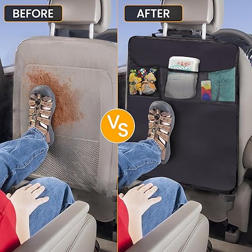 Miniatura 5 de EcoNour Kick Mats (2 unidades)  Protector de asiento trasero de 17.5 x 22 pulgadas para niños  Alfombrillas de coche con cuatro bolsillos de malla
