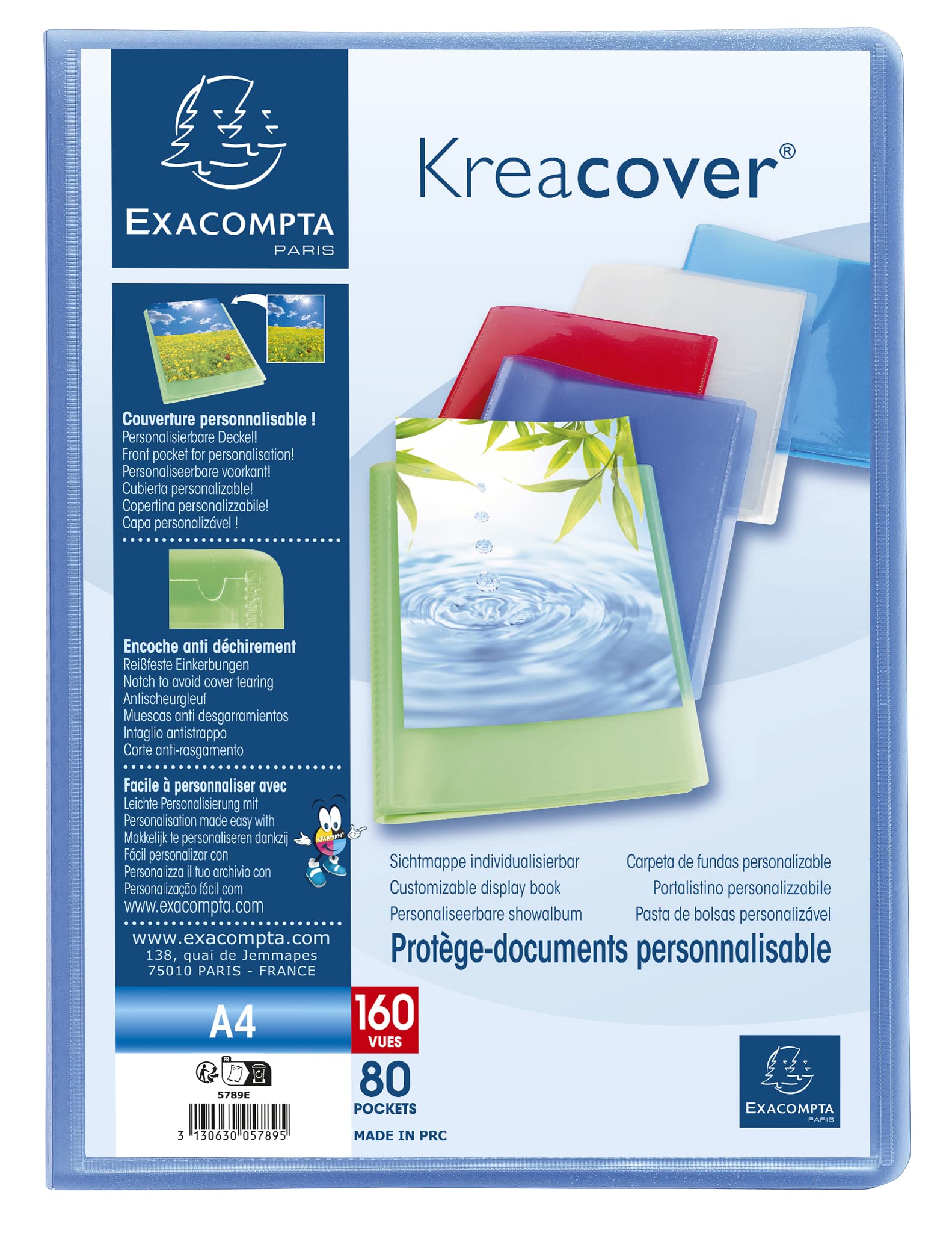 Exacompta Kreacover półsztywna książeczka ekspozycyjna PP, A4, 80 kieszeni - różne kolory, 8 sztuk