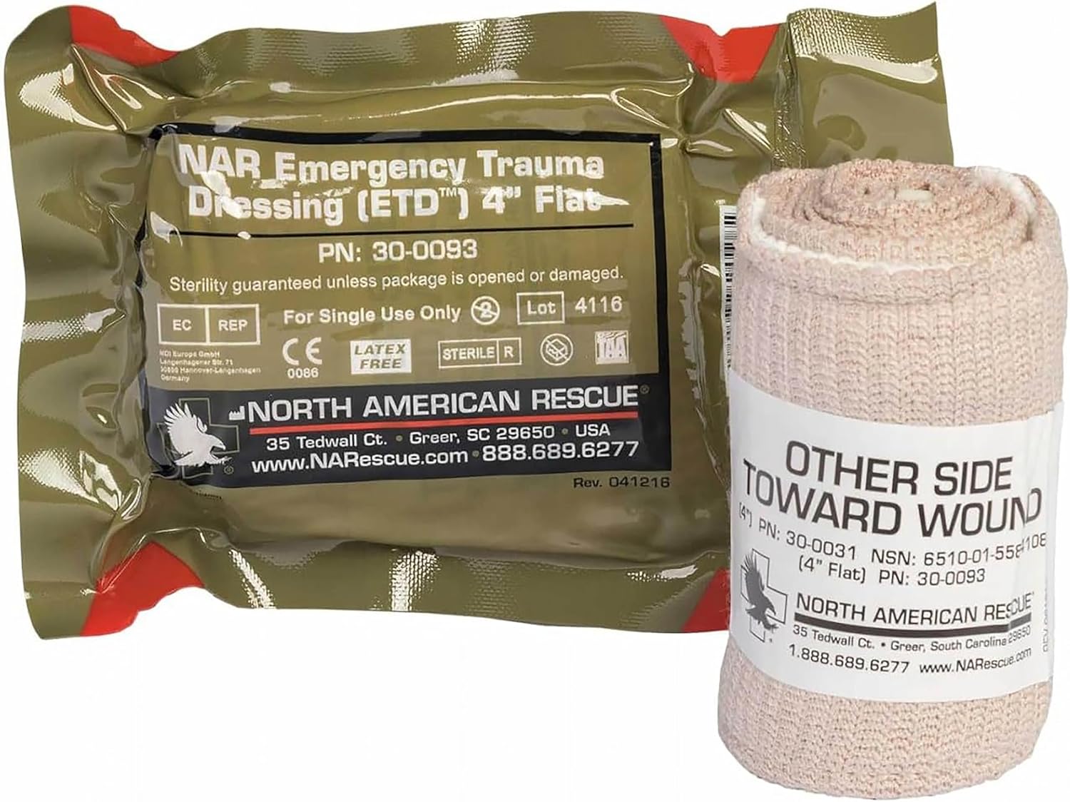 North American Rescue Flat ETD Emergency Trauma Dressing (4 Inch) NAR Folded Sterile Bandage Wrap for Wounds, Pressure, Bleeding Control (30-0093) North American Rescue Flat ETD Emergency Trauma Dressing (4 Inch) NAR Folded Sterile Bandage Wrap for Wounds, Pressure, Bleeding Control (30-0093)