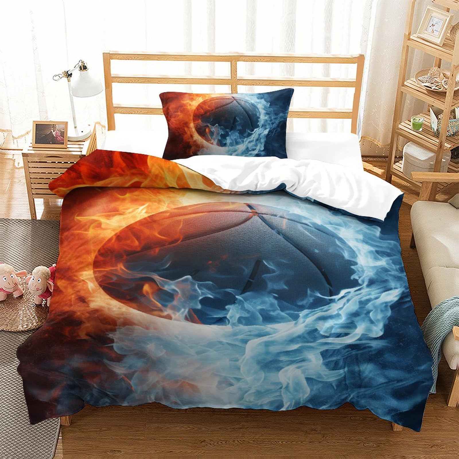 Housse de couette basketball 3D microfibre, le cadeau idéal pour lit enfant et ado