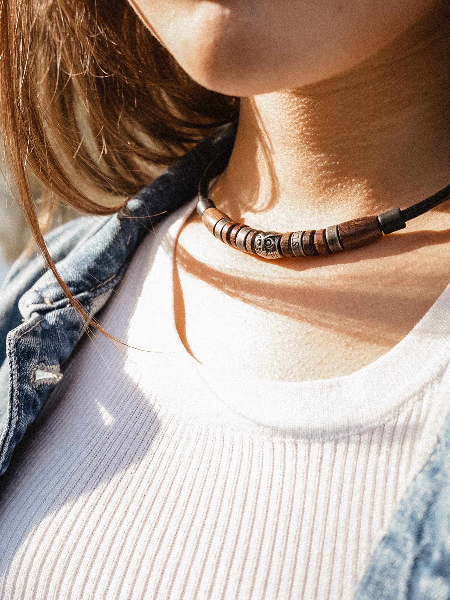 HANA LIMA Herrenhalskette Lederkette Damenkette Surferkette Edelstahl Halskette für Herren Damen Mann Frau Unisex Visby