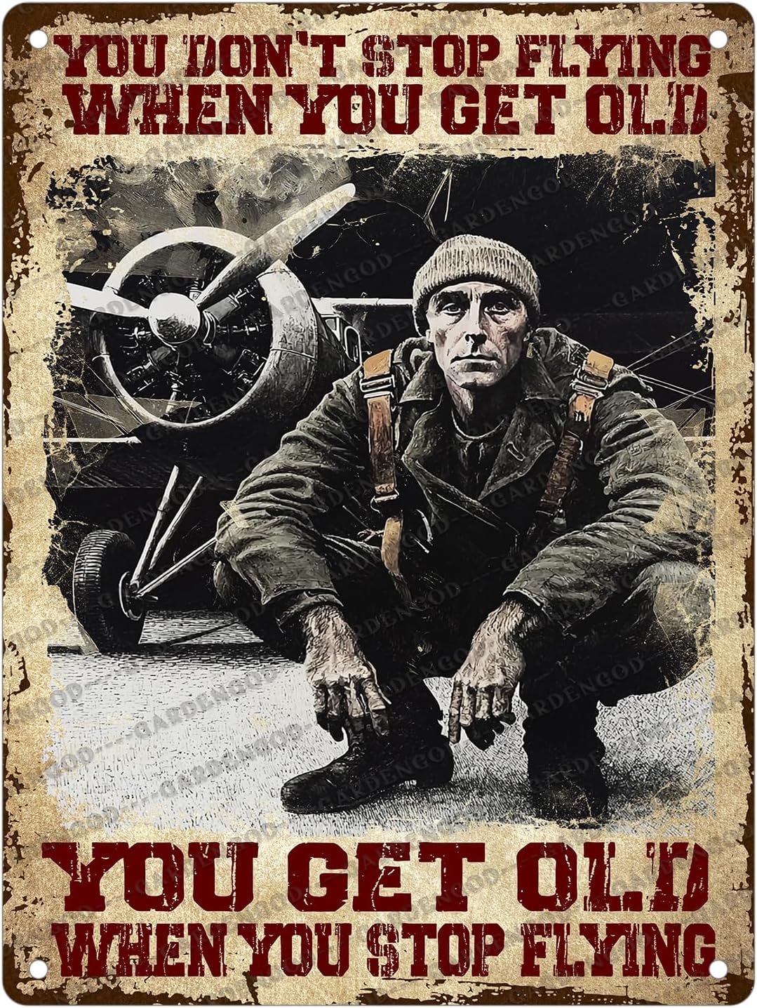 Vintage Metal Sign Pilot Nostalgic Sign You Get Old When You Stop Flying Pilot Poster Wall Decor For Man Cave Bar Garage Decoration 12x8 Inch