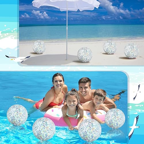 Miniatura 4 de Hungdao 16 bolas de playa inflables LED de 16 pulgadas, bola de playa que brilla en la oscuridad, bolas de playa inflables de agua, decoración de