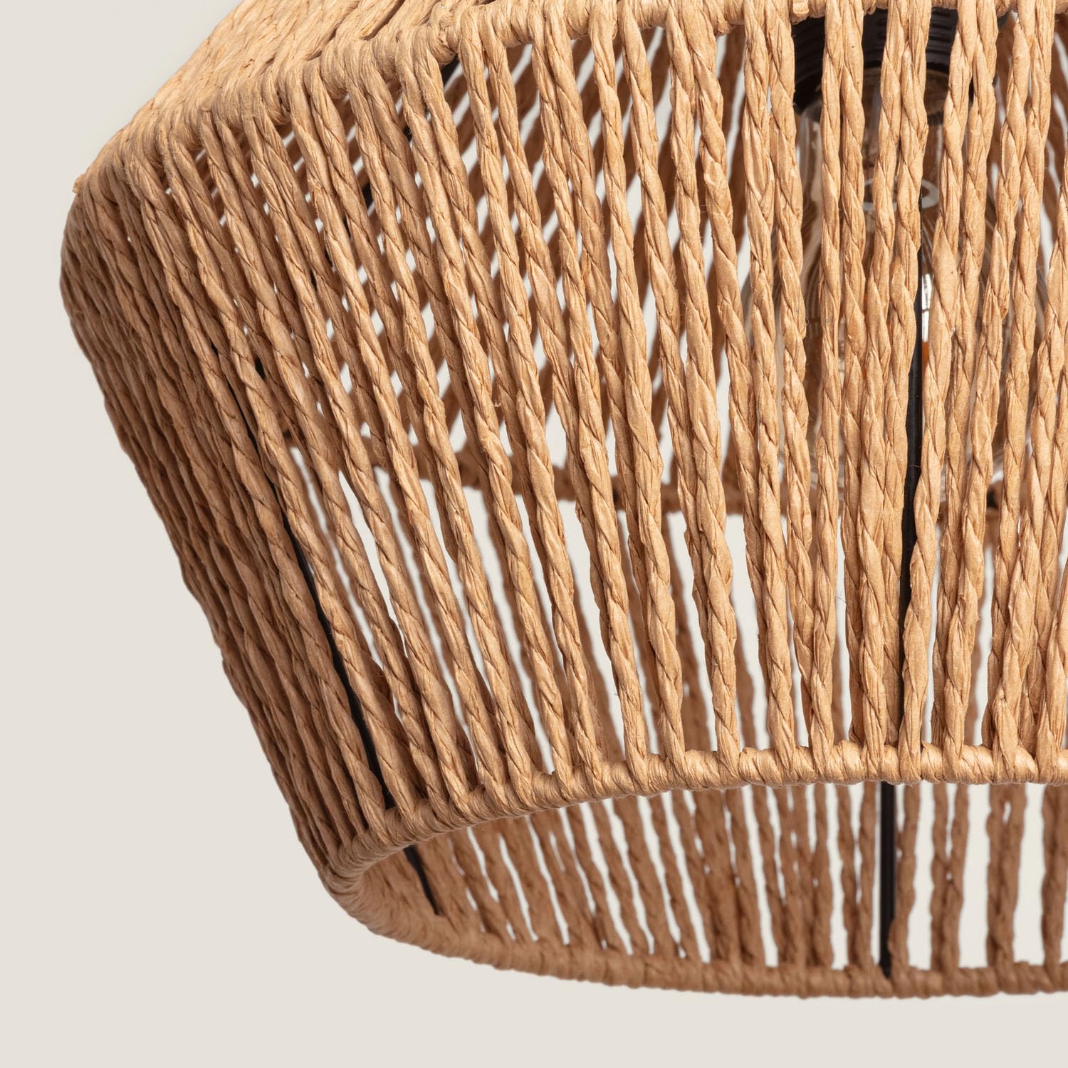 LEDKIA LIGHTING - Lámpara Colgante Kirito | Diseño Elegante y Único | Papel Trenzado Resistente | Compatible con Bombilla E27 | Uso Interior | Cable Ajustable; Natural