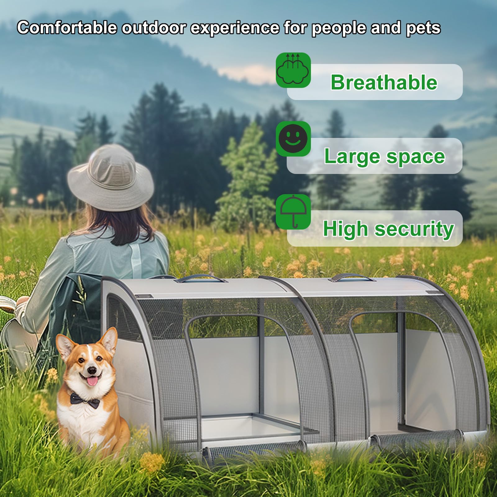 Flatbare Autositz für 2 Katzen oder kleine Hunde, Wasserdichter Hundeautositz für Rück, Waschbares Katzentransportbox für Picknick, Reisen, Tourismus 100X50X50