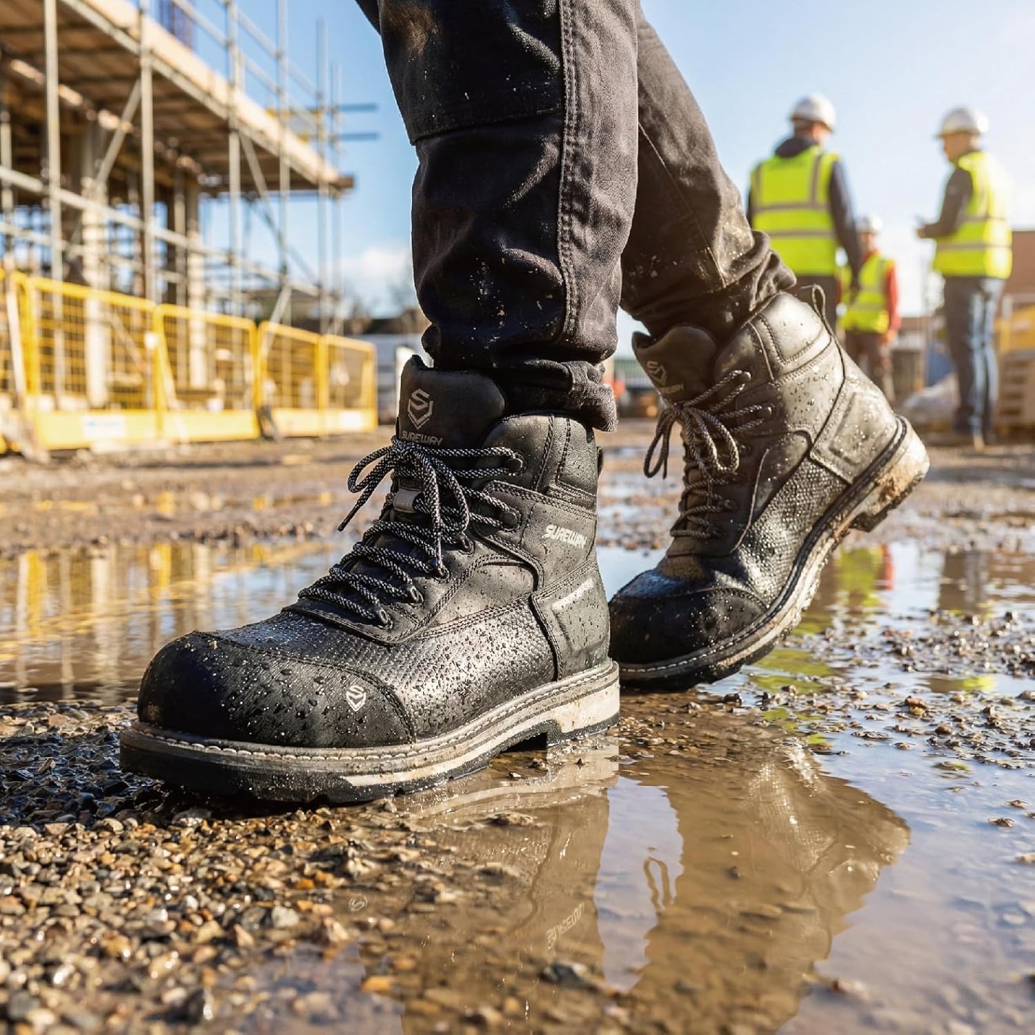 SUREWAY Men's 6" Soft/Composite Toe Heavy Duty Waterproof Work Boot GoodyearWelt Oil/Slip Resistant Dual-Density Comfortable Outsole Crazy Horse Leather EH Construction Industrial Safety Work Boots - Image 3