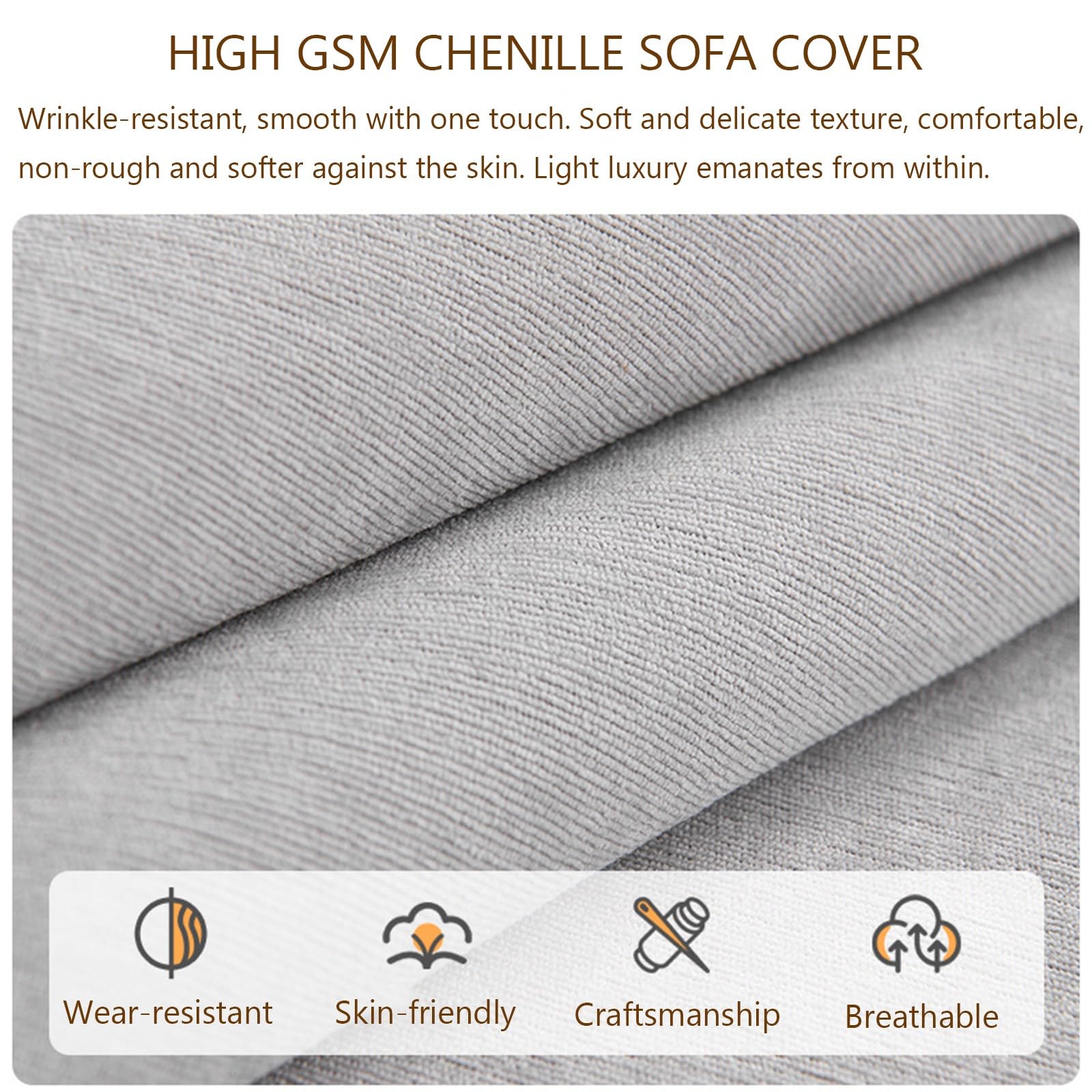 Générique Housse Canapé 3 Places Protection Canape Chat Chien Couvre Canape AntidéRapant Housse pour Canapé Lavable pour Canapes Combiné Type U Et L(Grey,90x210cm)