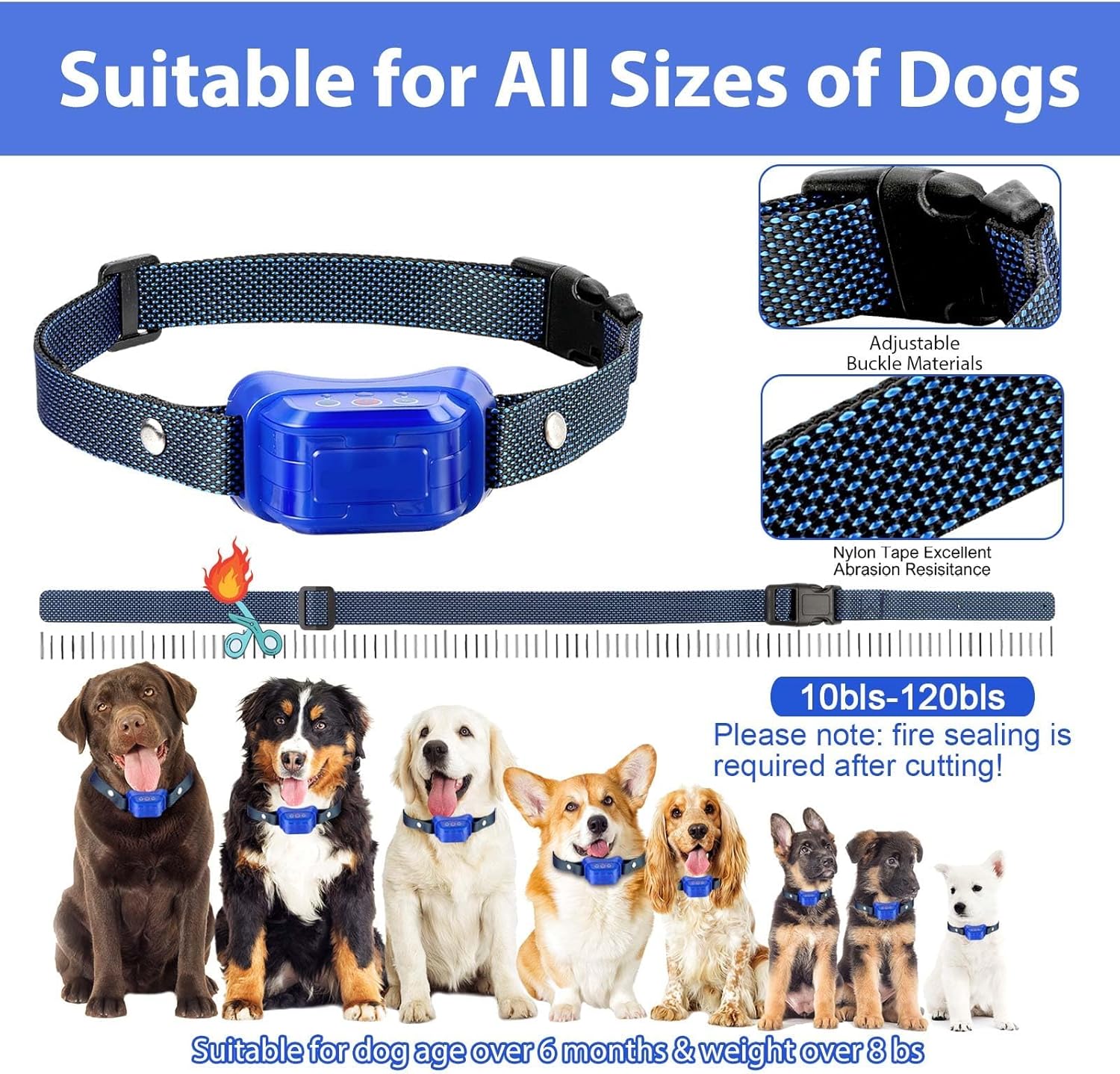 Citronella Bark Collar for Dogs, [No Spray Refill] Spray Dog Training Collar, Humane Citronella Dog Barking Collars, Safer Anti Barking Control Spray Collar for L/M/S Dogs Blue
