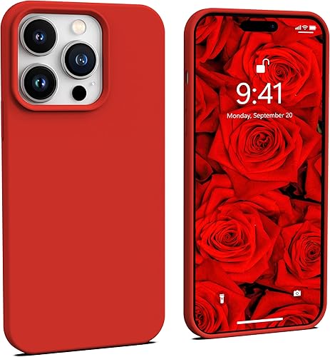 IceSword Compatible con iPhone 14 Pro Max, silicona líquida delgada de cuerpo completo, suave antiarañazos, linda funda para hombres y mujeres a