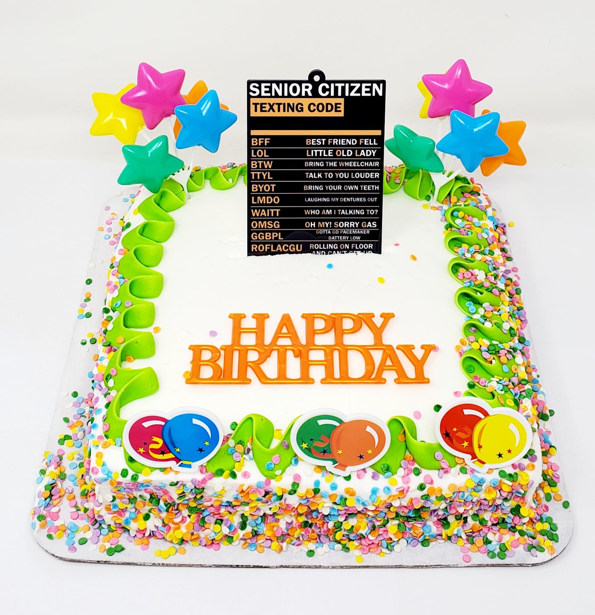 Generic Over The Hill Senior Citizen Texting Code Birthday Cake Topper Set