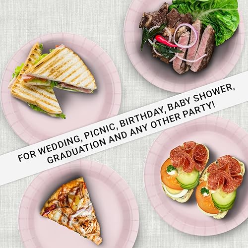 Miniatura 3 de CUSINIUM Paquete de 50 platos de papel rosa pálido de 9 pulgadas