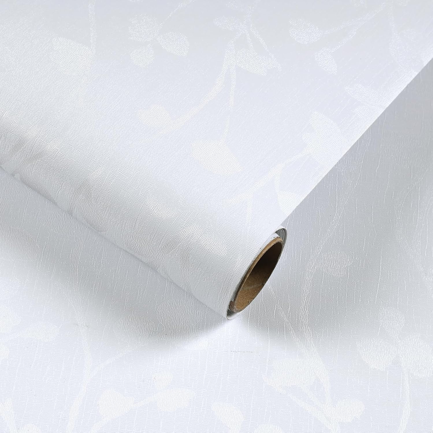 VaryStyle White Wallpaper Textured Embossed Peel and Stick Wallpaper White Trees Branches Contact Paper for Cabinets and Drawers Self Adhesive Removable Stick on Wall Paper for Bathroom 15.7"x118"