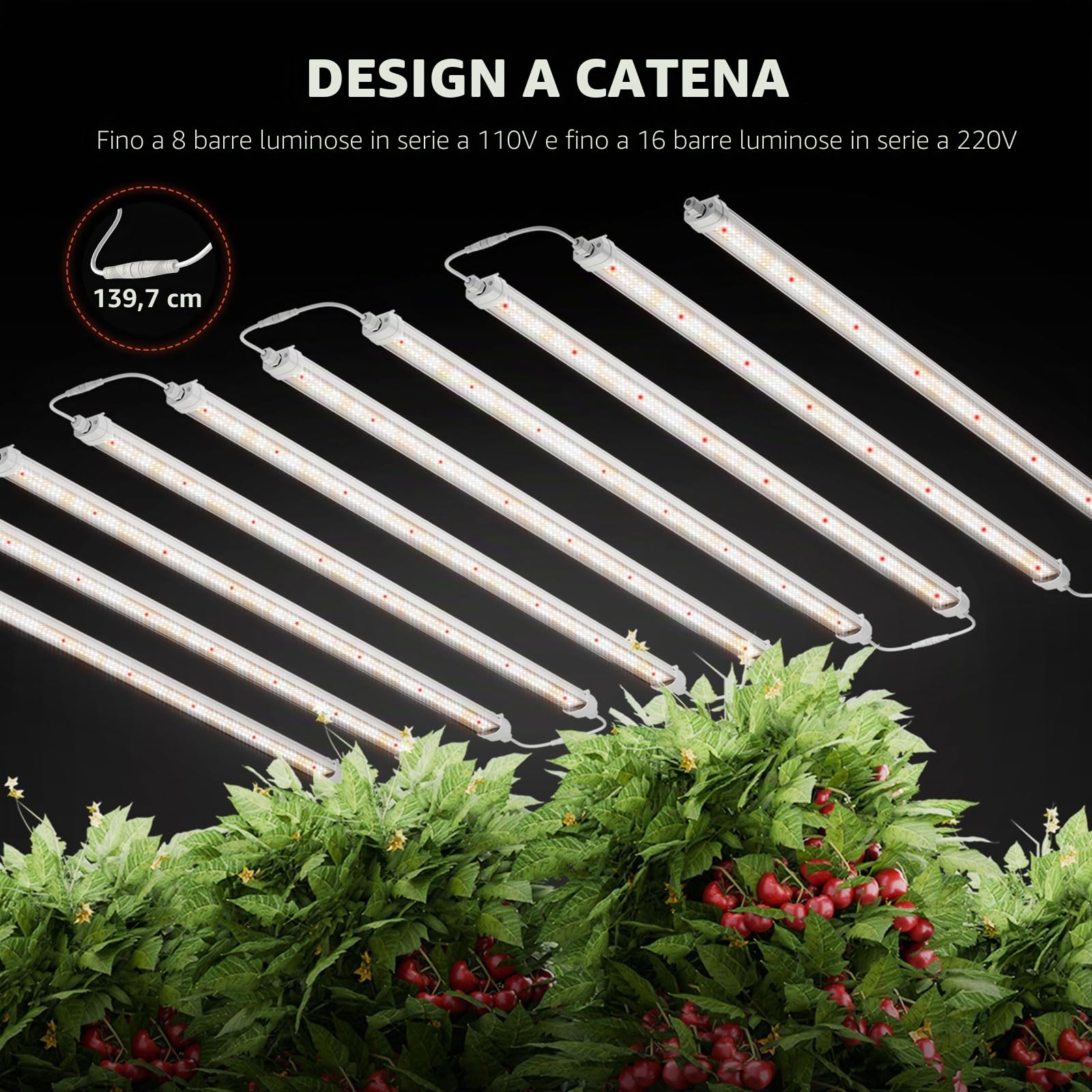 Spider Farmer Glow80 - Lampada a LED per piante da interno, 110 cm, a spettro completo, impermeabile, per piante d'appartamento, piantine, confezione da 2 476 LED, 80 W