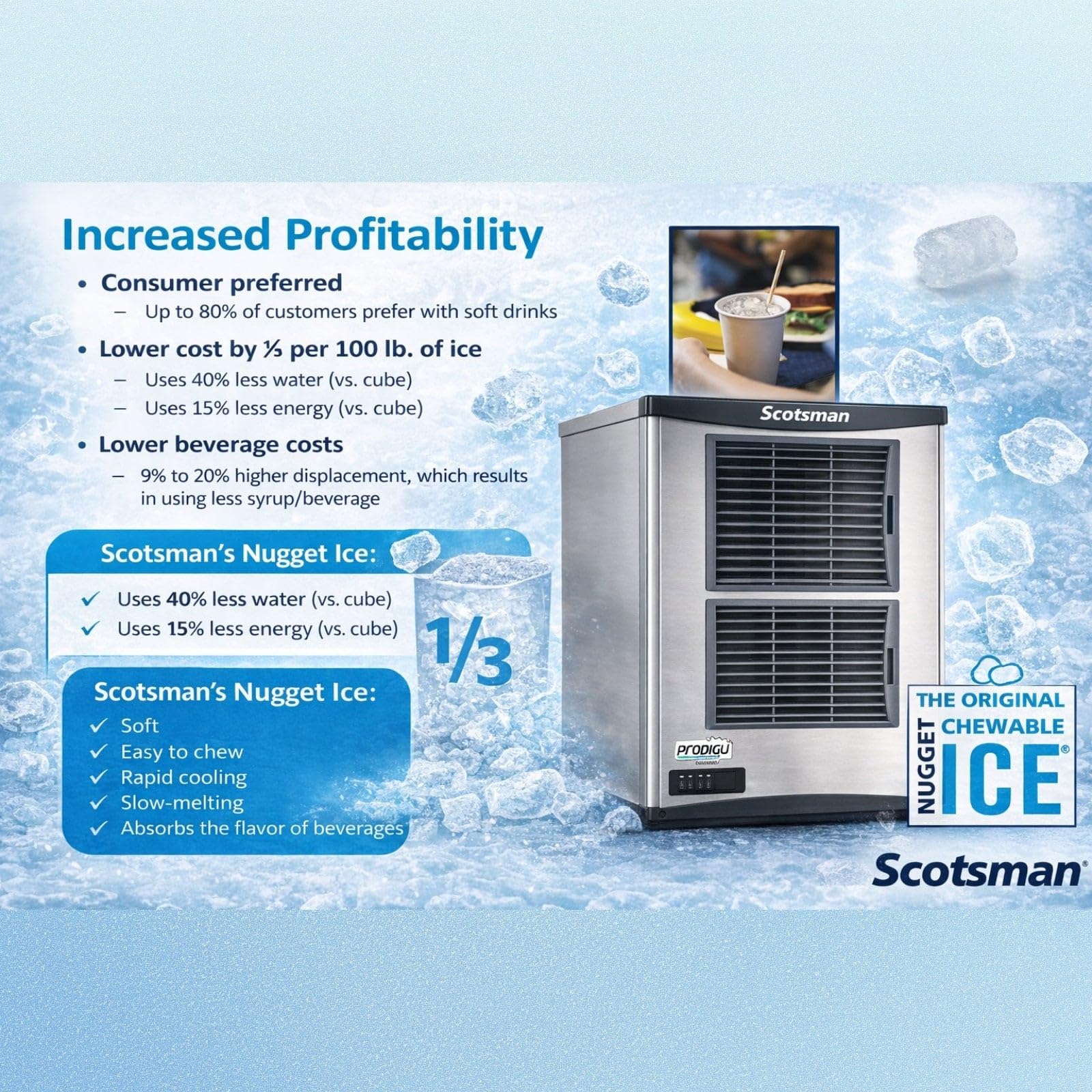 Scotsman Prodigy Plus Nugget 22" Ice Maker - 956 Lb/Day, 370 Lb Storage Bin on Fridge.com - View 6