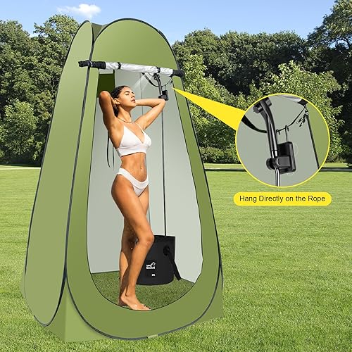 Miniatura 3 de Tienda portátil de ducha caliente para camping, tienda de privacidad desplegable con ducha de campamento recargable con calentador de agua de