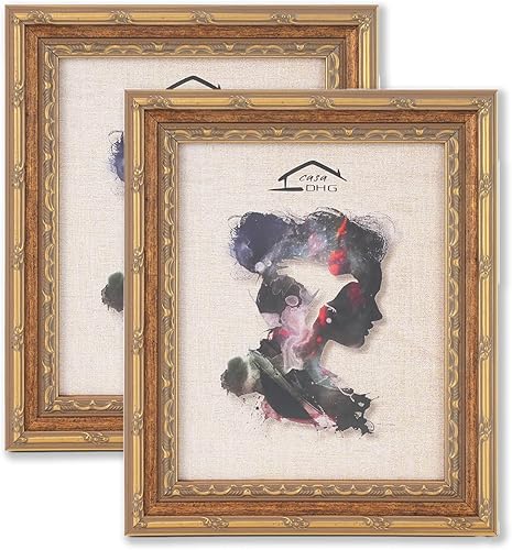 Paquete de 2 marcos de fotos antiguos vintage de 8 x 10 pulgadas con vidrio, diseño retro para el hogar, la oficina y la decoración de bodas, color