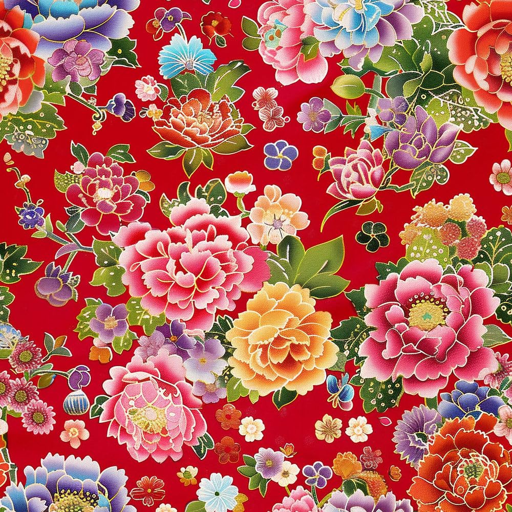 Jiaoqss A Peel Nd Stick Wallpaper Red Floral Colorful Self Dhesive Wallpaper Wallpaper Decorative Furniture Sticker Vinyl Wrap Waterproof For Bedroom Living Room Furniture
