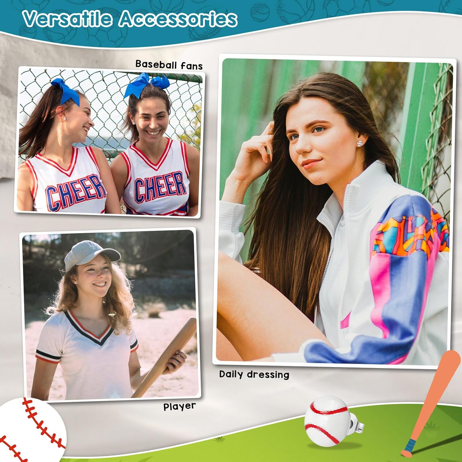 Sterling Silver Sports Earrings, Hypoallergenic Soccer, Volleyball, Football, Basketball, Baseball Stud Earrings for Women Mom Player Fans - Image 6