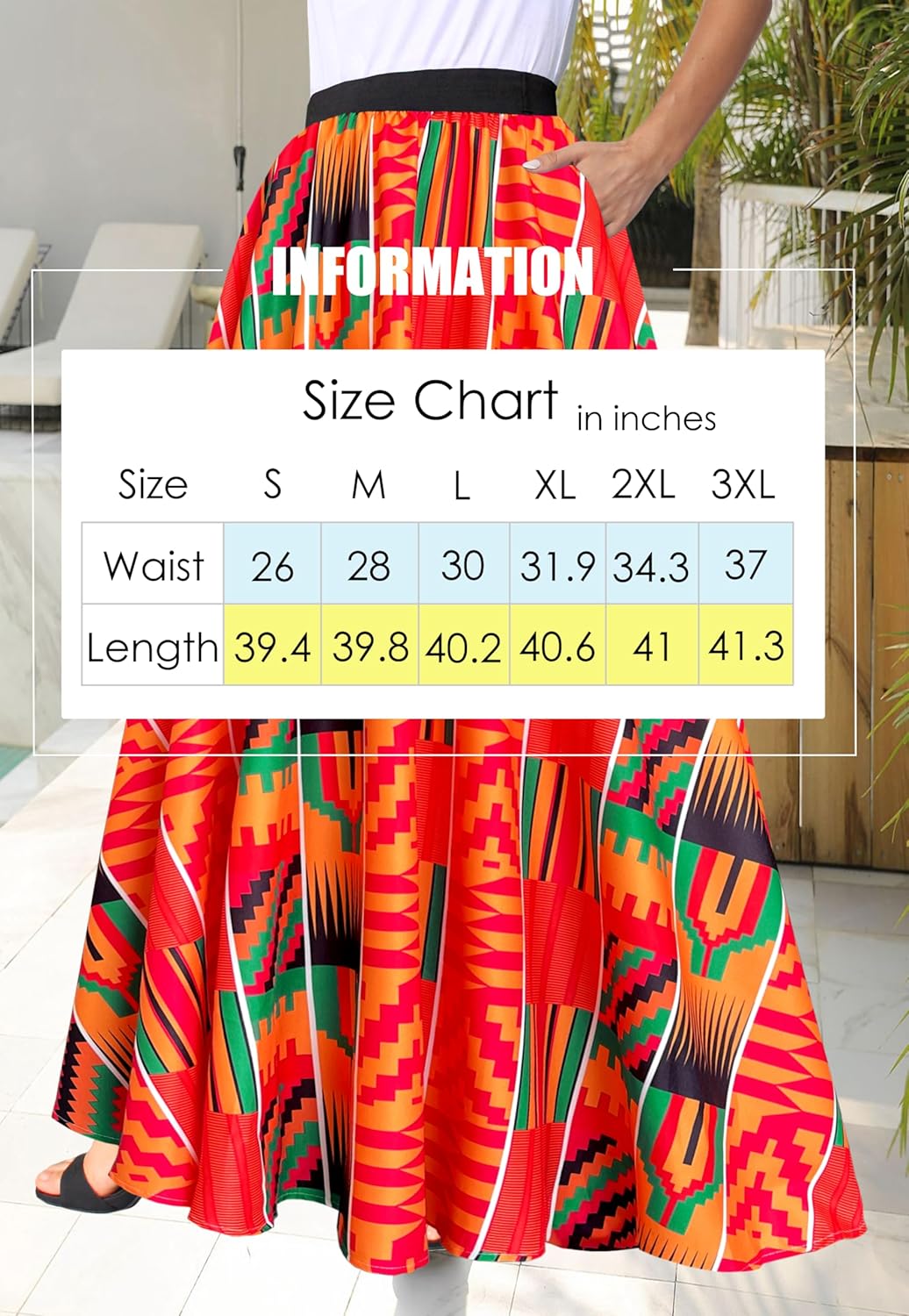 Afibi Women African Skirt Printed Ankara Maxi Skirt Dashiki Long Skirts with Pockets - Image 6