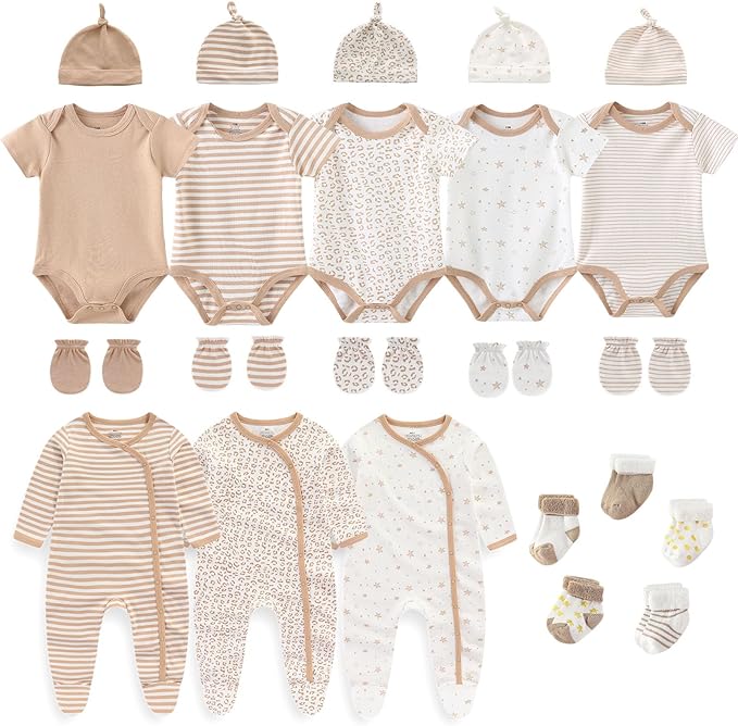 Ruliby 23-Piece Newborn Layette Gift Set – Soft Cotton Baby Clothes & Accessories for Boys & Girls (Knotted & Non-Knotted Styles, 0–12 Months) | Ruliby