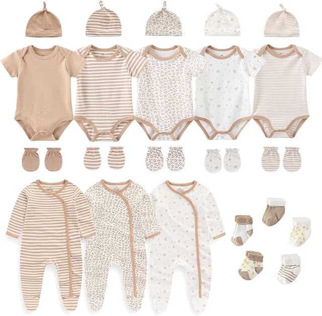 Unisex Cotton Layette Gift Set: Newborn Essentials & Outfit Accessories