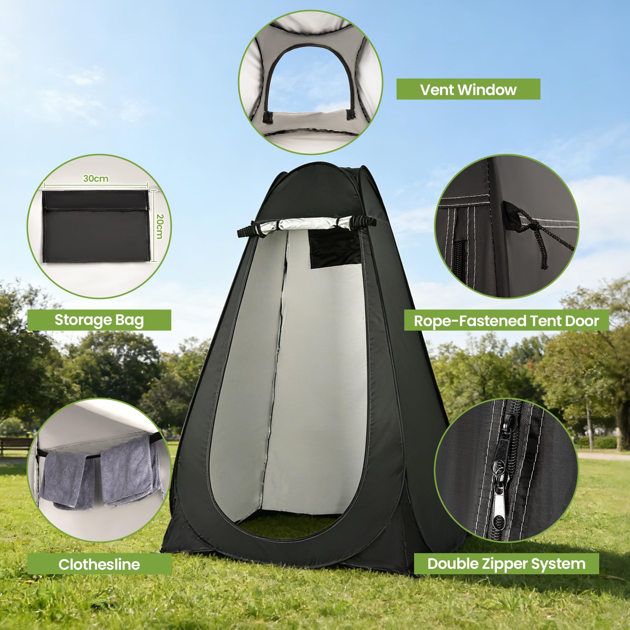 ROPODA Pop Up namiot toaletowy, przenośny namiot do przebierania się, natychmiastowa prywatność, na kemping, prysznic, toaleta na plażę, wędkowanie, piesze wycieczki, schronienie przeciwsłoneczne, 120