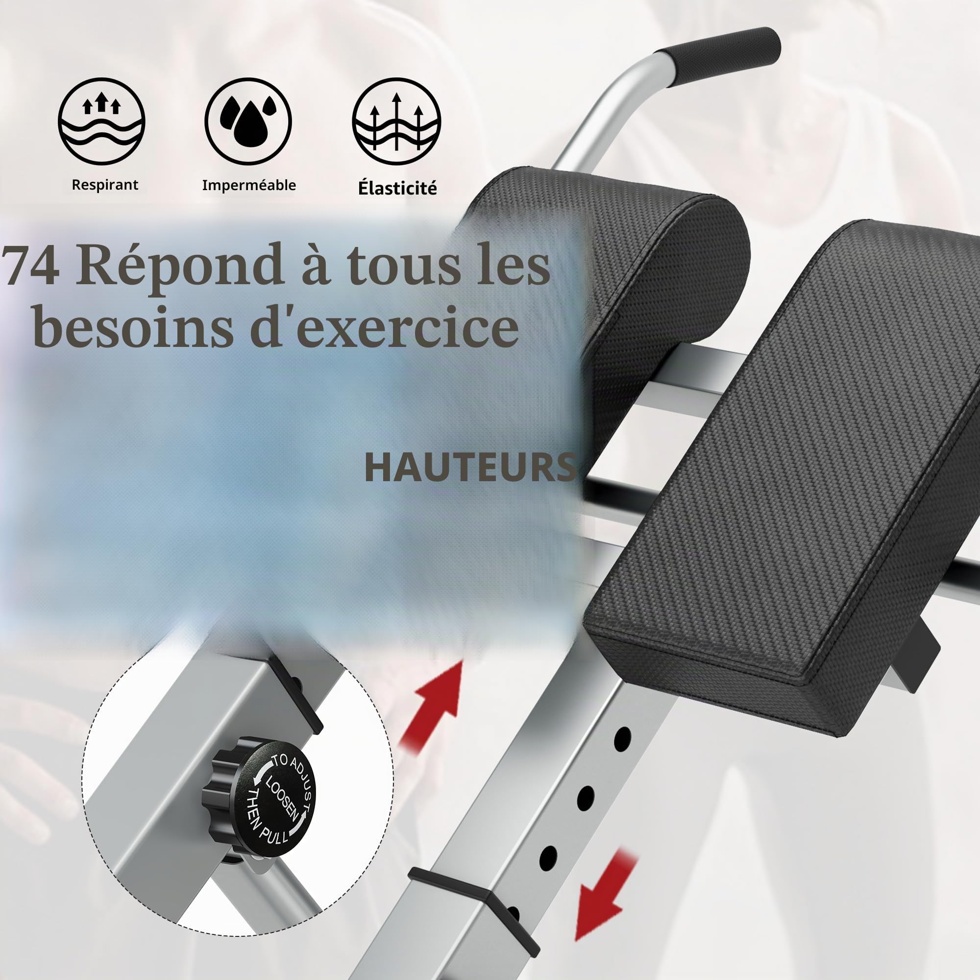 SogesHome Banc d’hyperextension Banc de Musculation Pliable Chaise Romaine Réglable pour Musculation Abdominaux et Lombaires pour Fitness à Domicile