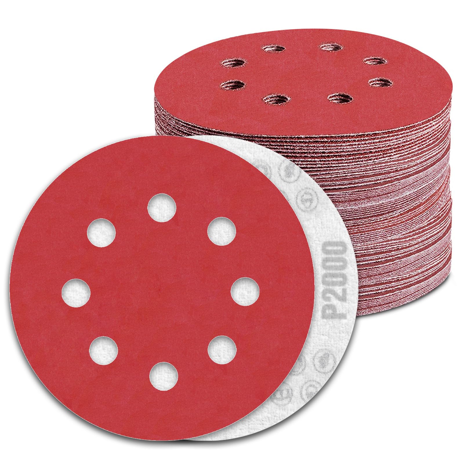 Sandpaper 125 mm 2000 Grit Sanding Discs for 8 Hole Random Orbital Sander (Pack of 100) — image 1