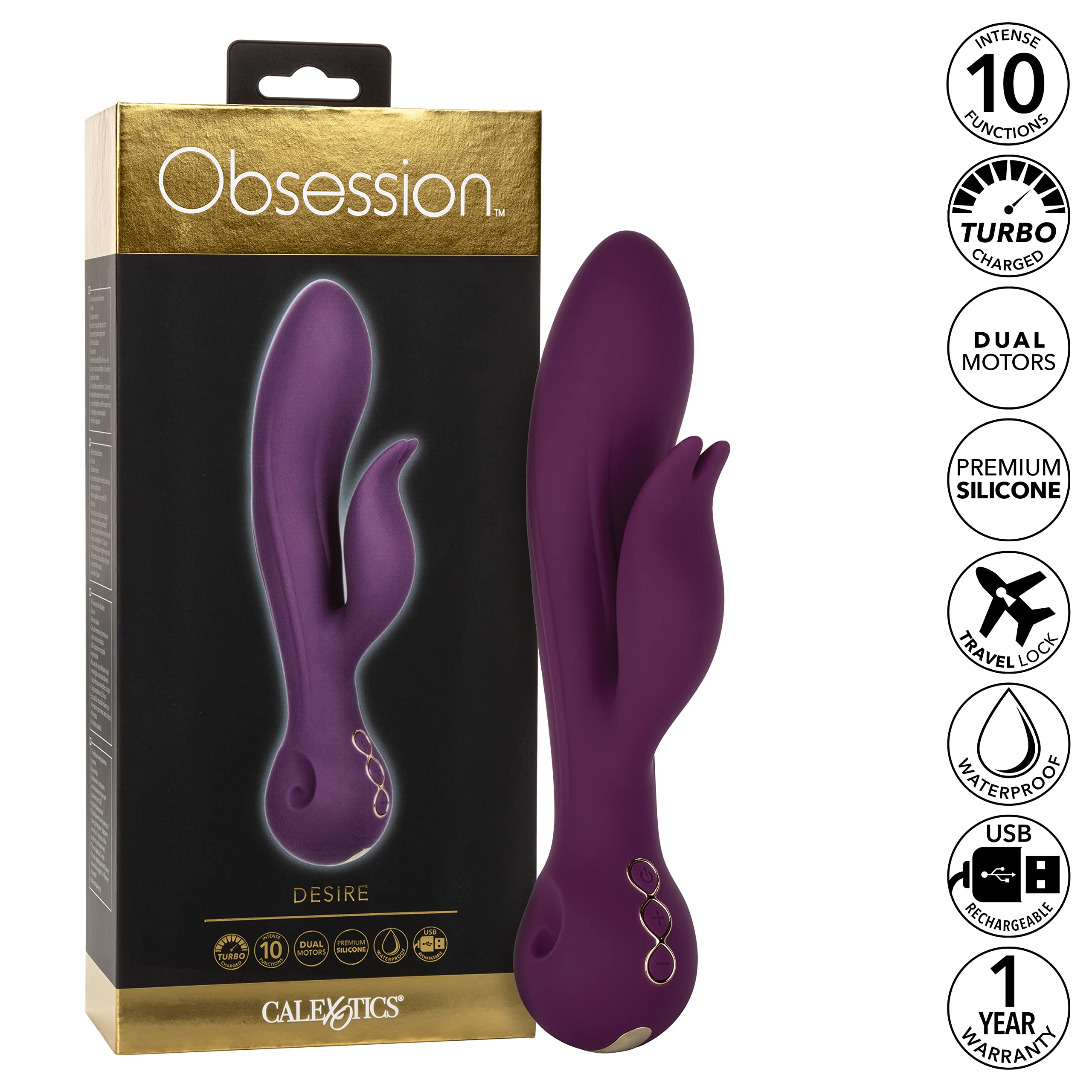 Amazon.com: CalExotics Obsession Desire Vibrator  Premium Rechargeable  Silicone Rabbit Massager Sex Toy for Women - Purple : Health & Household