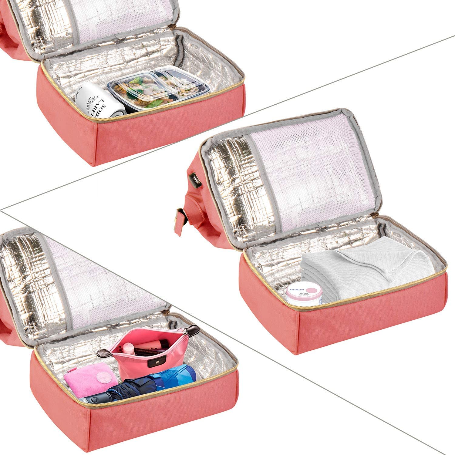 Viedouce Sac à Dos à Langer Isotherme, Sac à Dos Voyage pour Tire-lait, Sac de Repas Isotherme, Petit Sacs de Pique-nique, Imperméable Compact Oxford Sacs à Couche Bebe (Rose,8L)