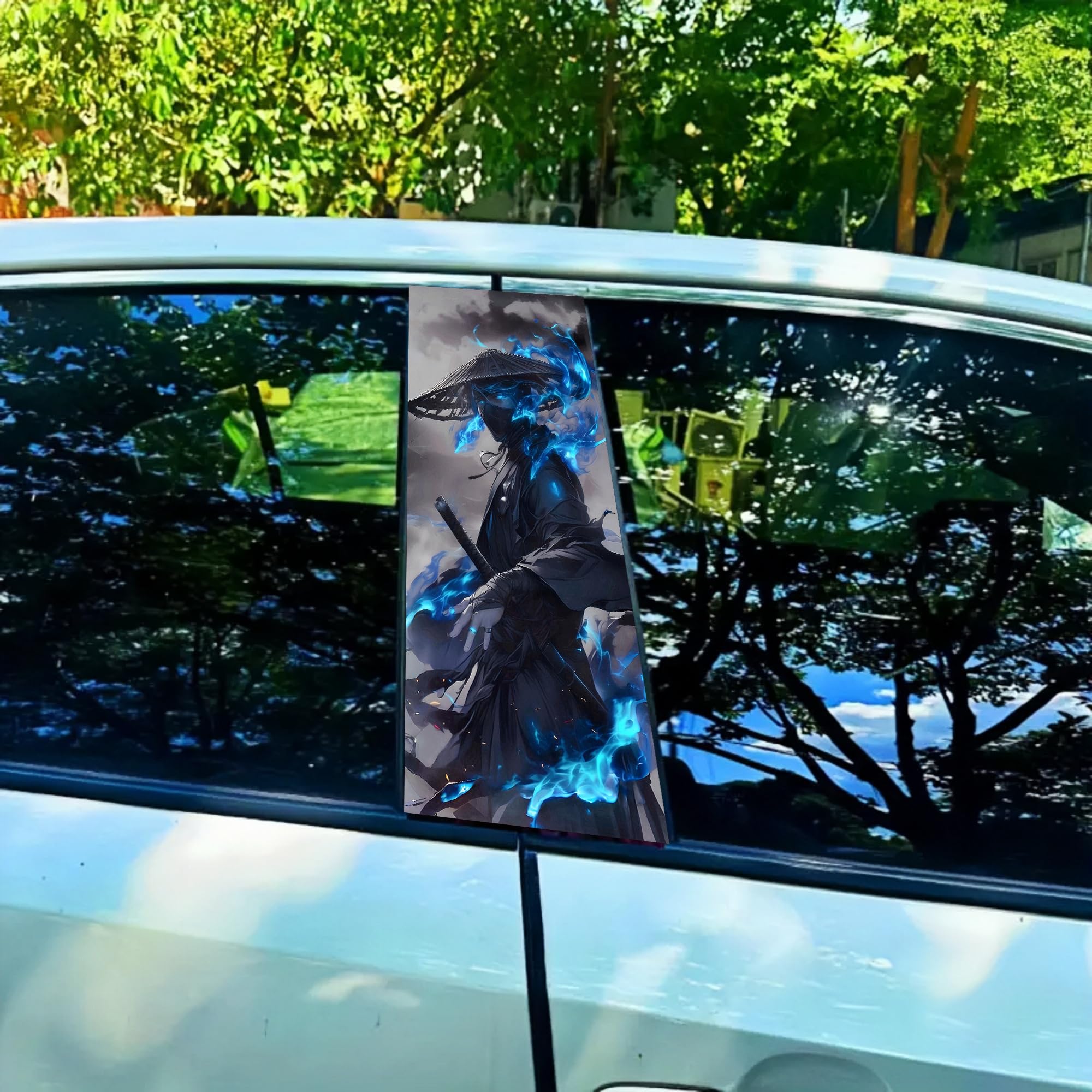 Alvorox Car B-Pillar Vinyl Stickers - Waterproof & Scratch Resistant Skull Design For Vehicle Door Pillars