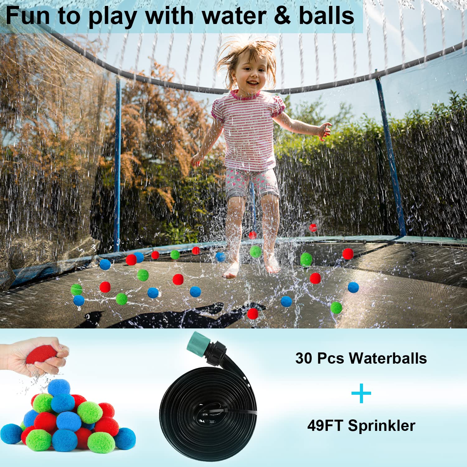 Goujxcy 1000 LBS 12FT Trampoline for Kids and Adults, Outdoor Trampoline with Sprinkler, Basketball Hoop, Lights with Speaker, Enclosure Net, Water Balls, Socks - ASTM Best Heavy Duty, Green