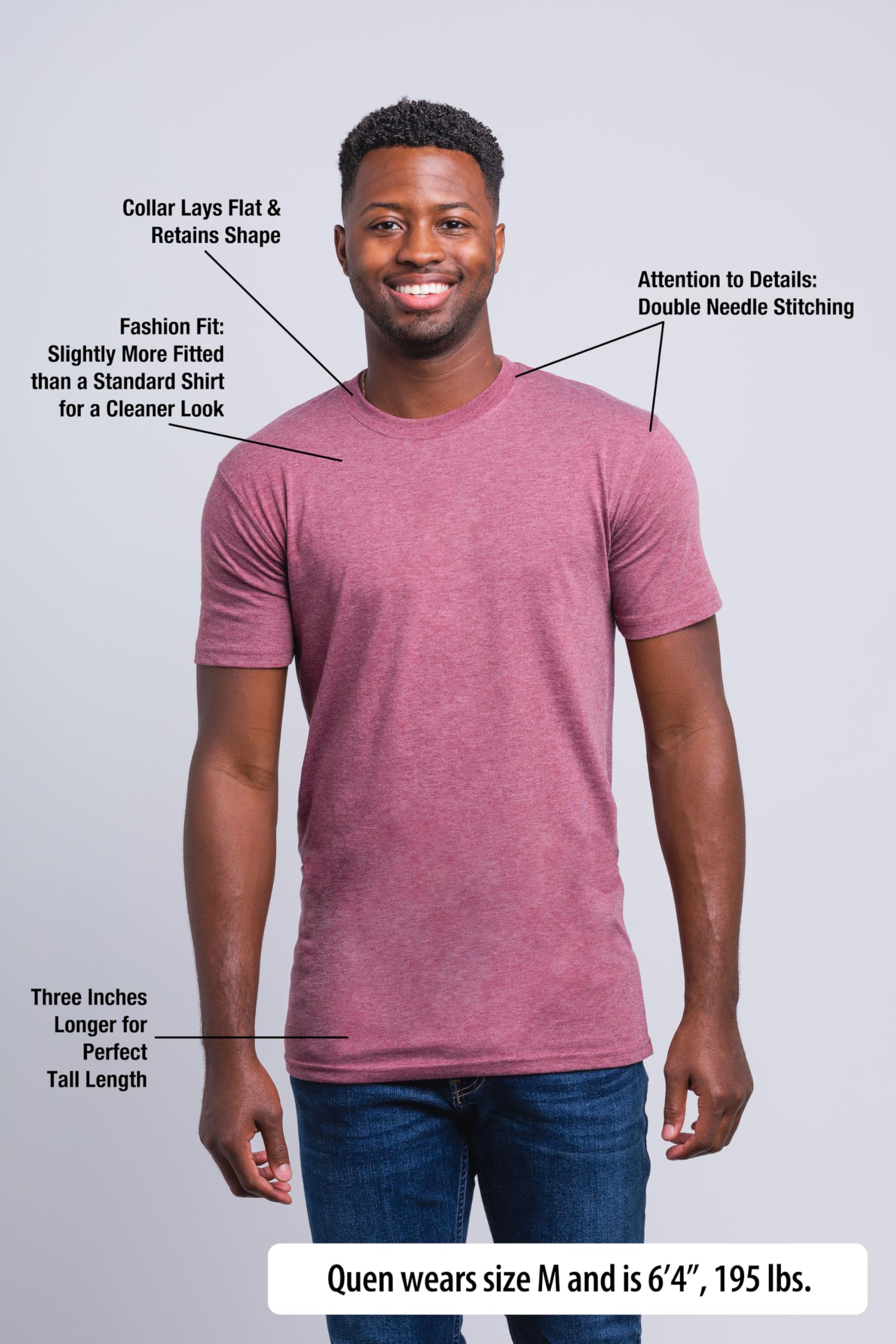 Have It Tall, Herren Soft Blend Lang T-Shirt, Men's Tall Tee, Fashion Long Fit, Small Tall bis 3XL Tall