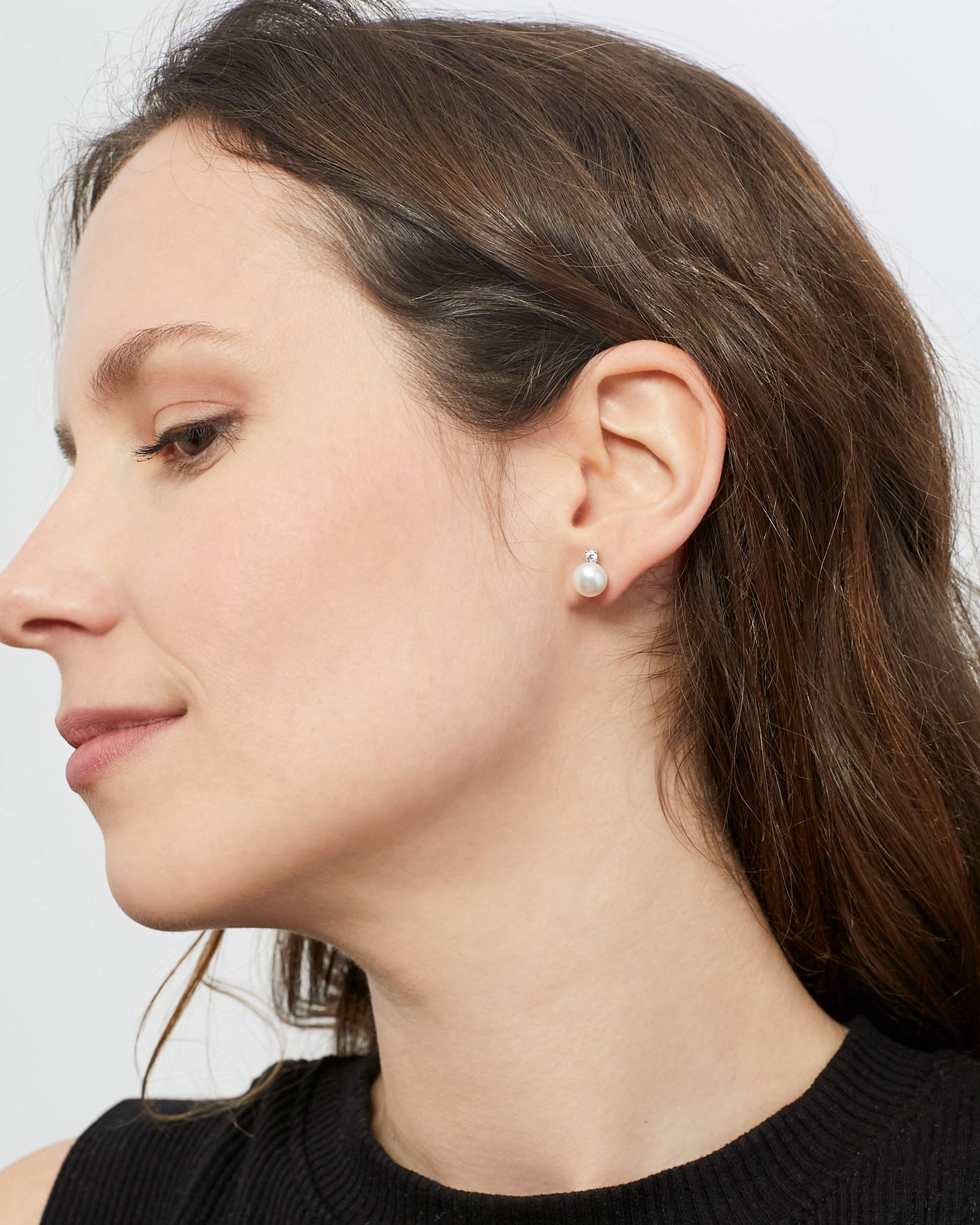 Damen Perlenohrringe Süßwasser Zuchtperlen Weiß mit Zirkonia SECRET & YOU- Perlenohrstecker Sterling Silber 925 mit großen Rücken oder Omega.