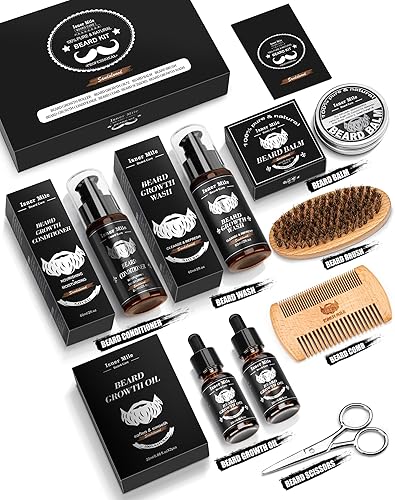 Miniatura 8 de Kit de cuidado y aseo de barba para hombres: con 2 aceites de barba y bálsamo - Champú y acondicionador para lociones después del afeitado de