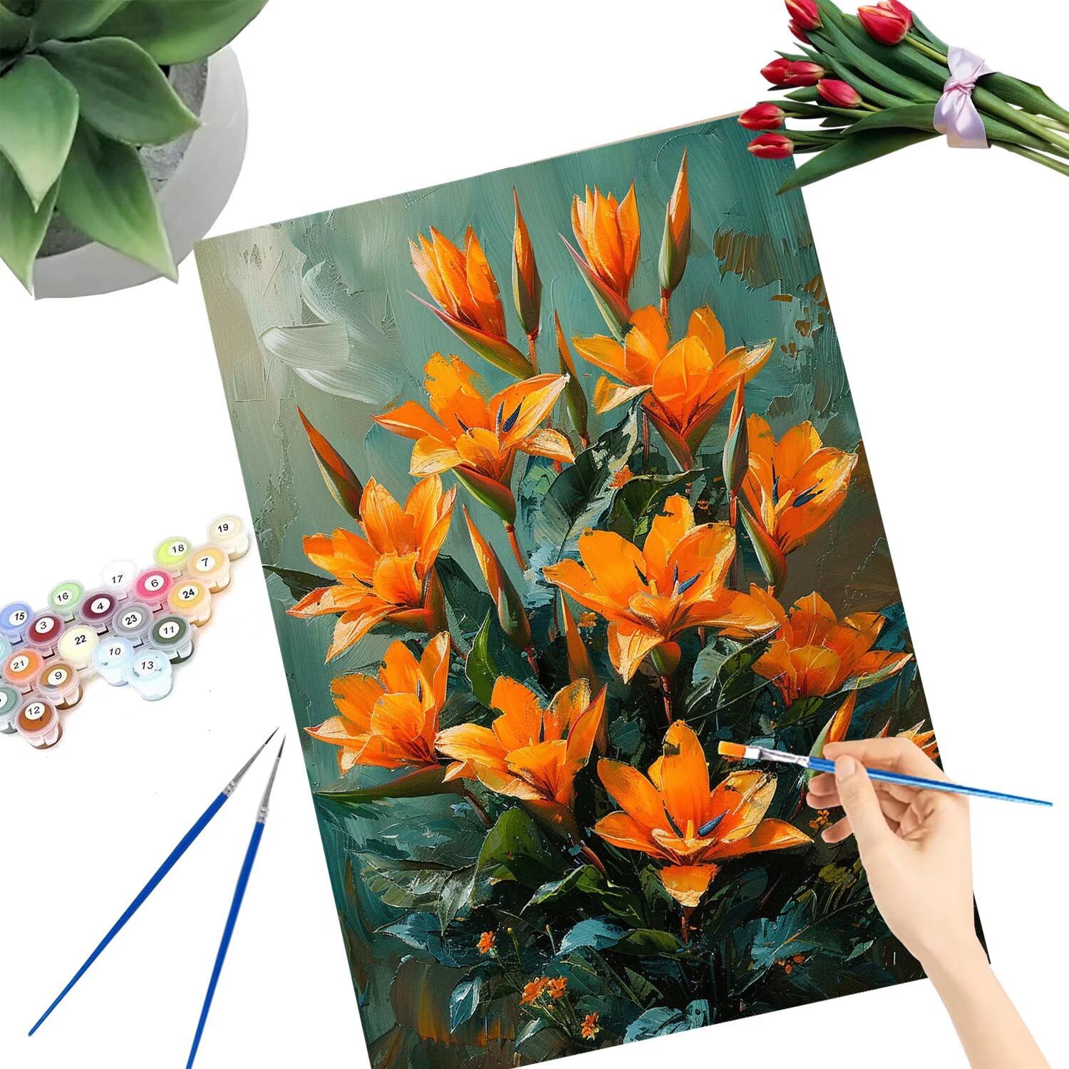 Pintar por Numeros Adultos pintar por numeros niños manualidades niños 10 años, DIY Pintar por Números de Pincel y Pintura acrílica Decoraciones para el Hogar Manualidades, sin Marco 60x80cm C-100