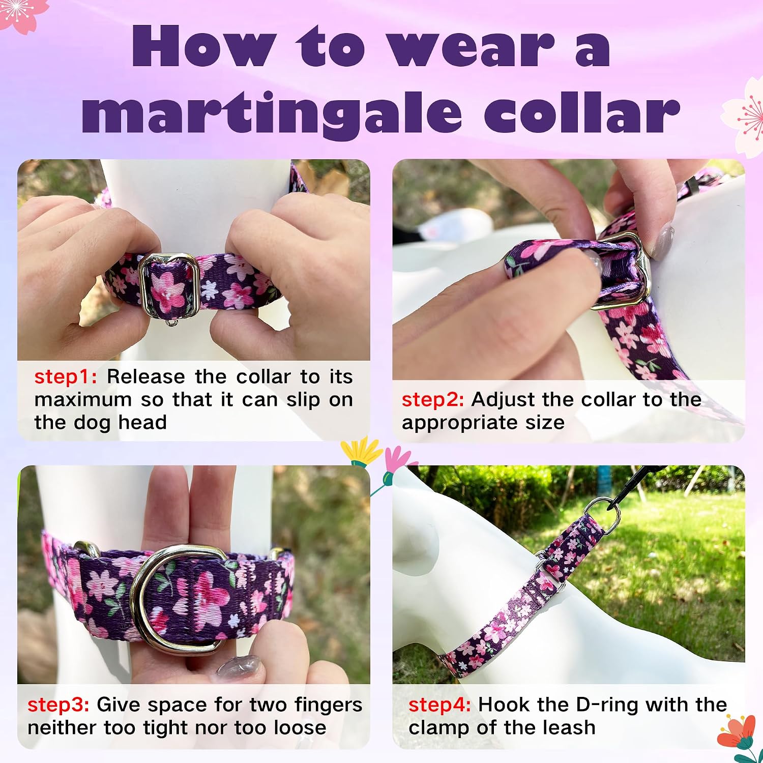 Hikiko Martingale Dog Collar Without Buckle,Escape Proof No Pull,L image 5