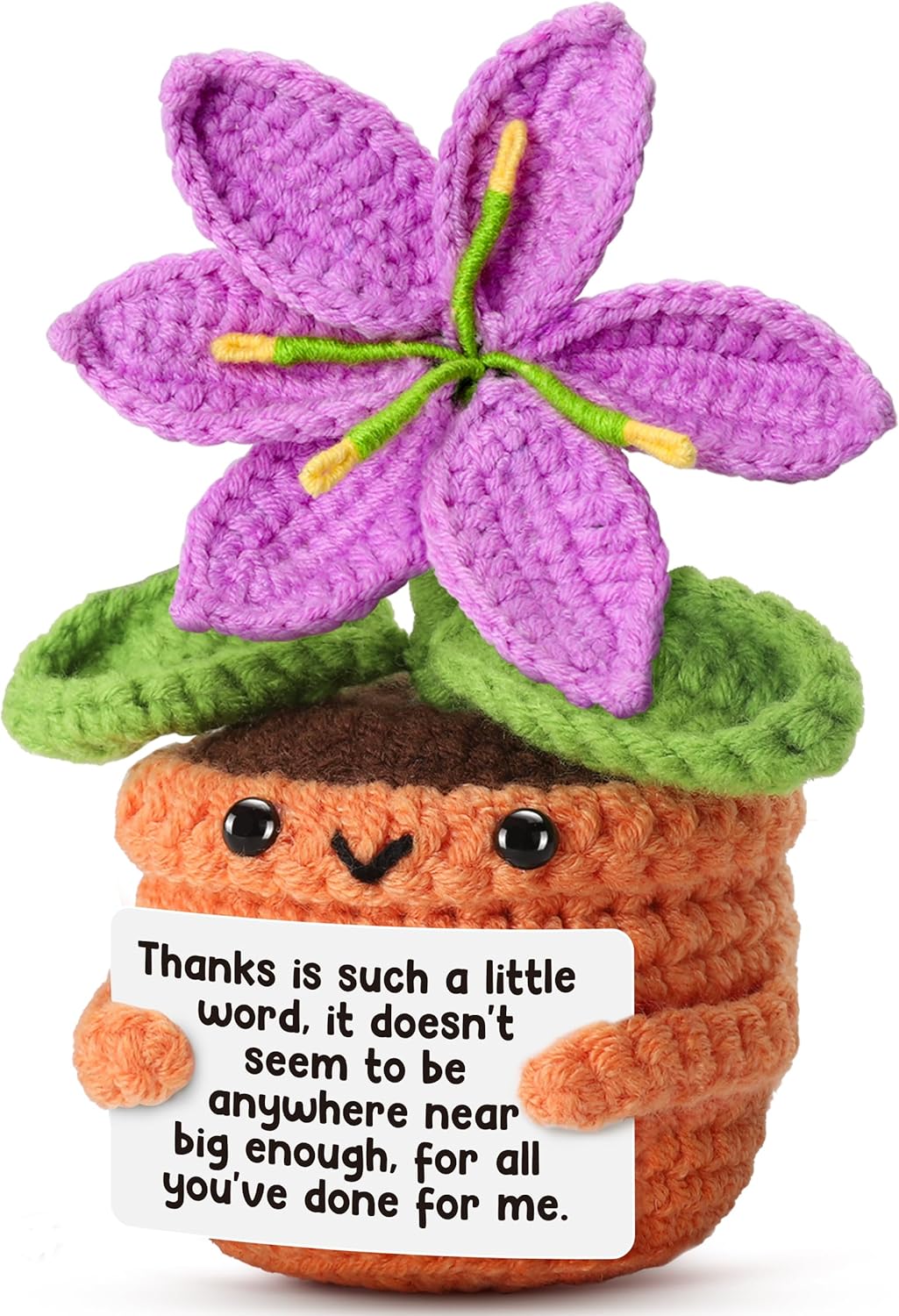 Crochet Purple Lily Thank You Gift – Handmade Appreciation Flower Doll – Thoughtful Gifts for Teacher, Nurse, Mom, Coworker, Friend – Office Decor for Women, Her, Birthday or Retirement