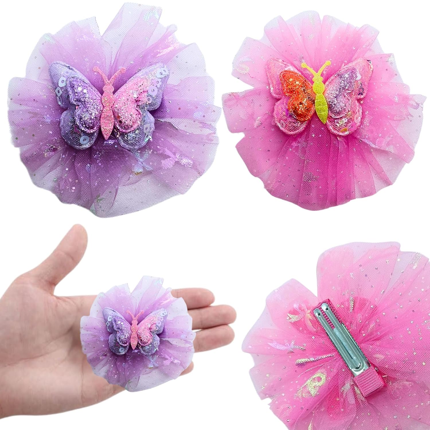 MONKEYTAIL Set of 2 Butterfly Hair Clips for Girls – Sparkly Glitter Wings, Sheer Fabric Base, Elegant Design, for Special Occasions and Photographs, Birthday Gift for Kids MONKEYTAIL Set of 2 Butterfly Hair Clips for Girls – Sparkly Glitter Wings, Sheer Fabric Base, Elegant Design, for Special Occasions and Photographs, Birthday Gift for Kids