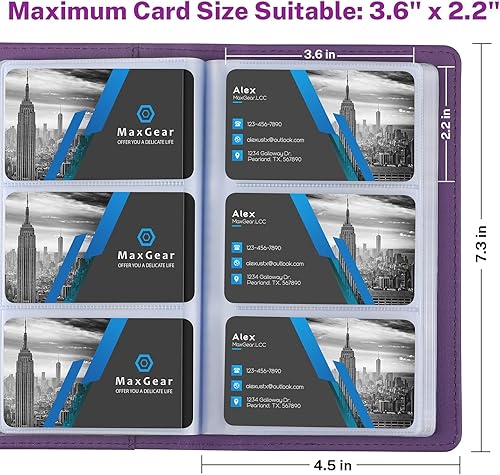 Miniatura 5 de MaxGear organizador de tarjetas de visita, portatarjetas, portatarjetas de negocios, almacenamiento de fundas, portatarjetas, titular de tarjeta de
