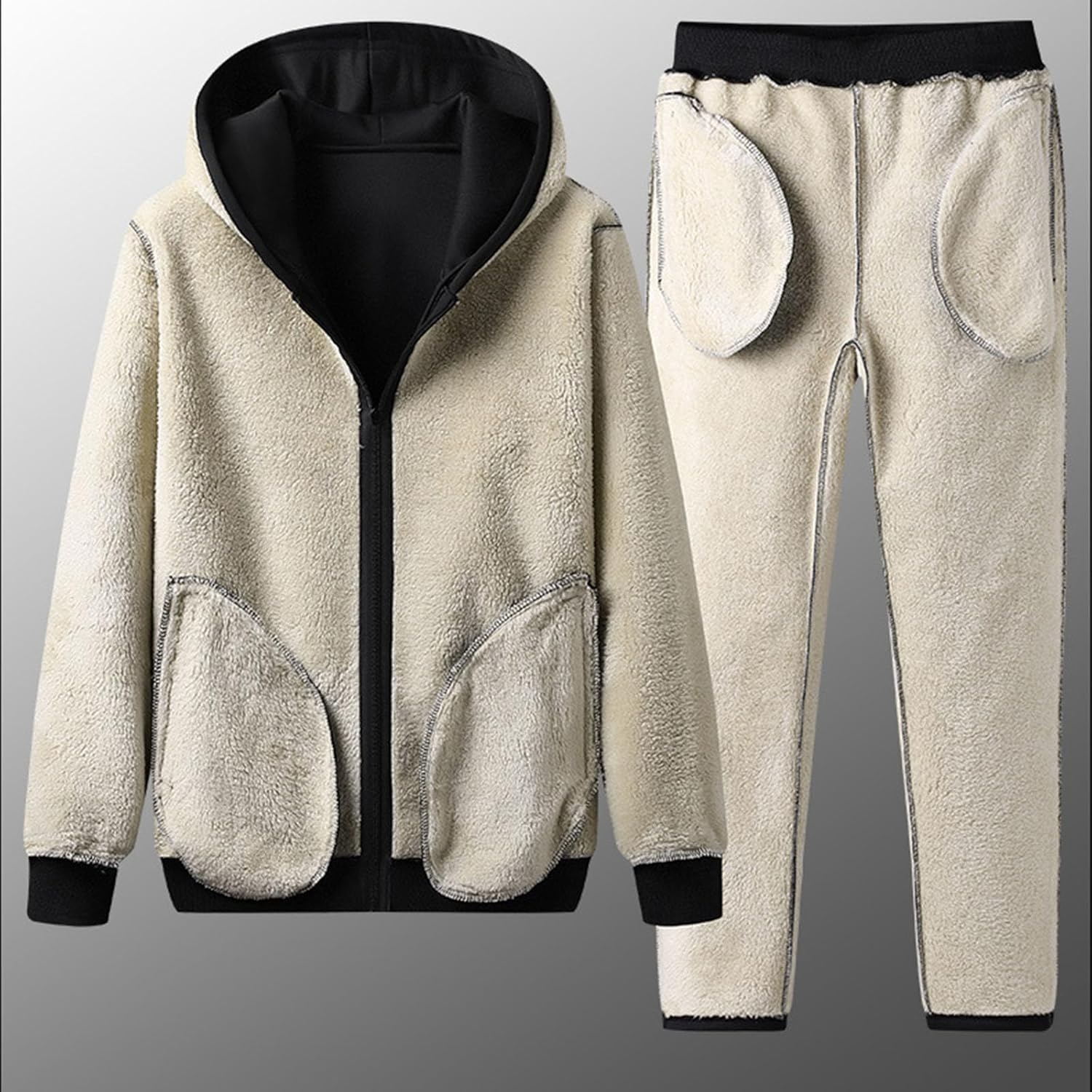 [Babsully] ジャージ 上下セット メンズ 裏起毛 アウター ロングパンツ あったか ジップアップパーカー フード付き 防寒