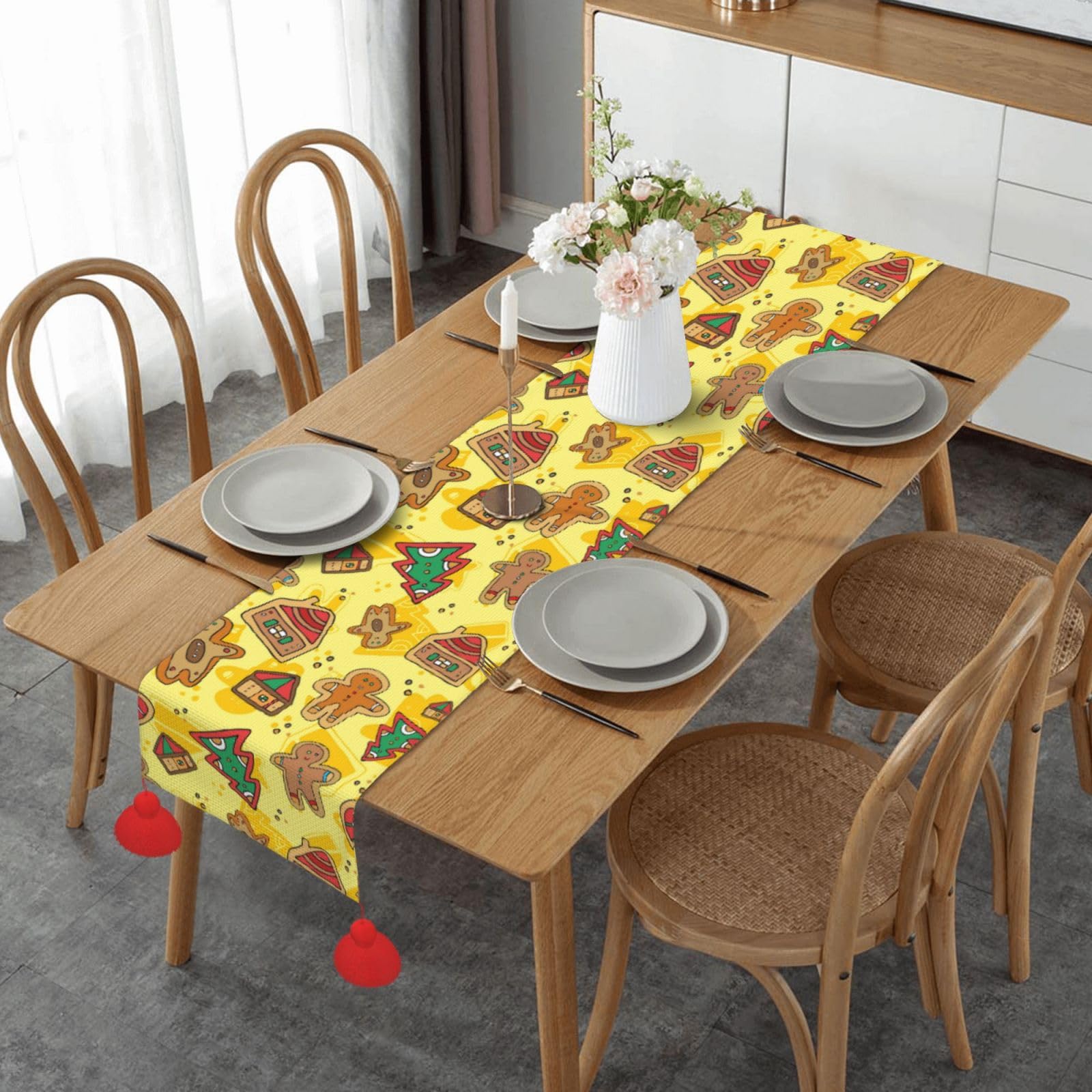 Chemin de table antidérapant anti-glisse motif arbre de Noël