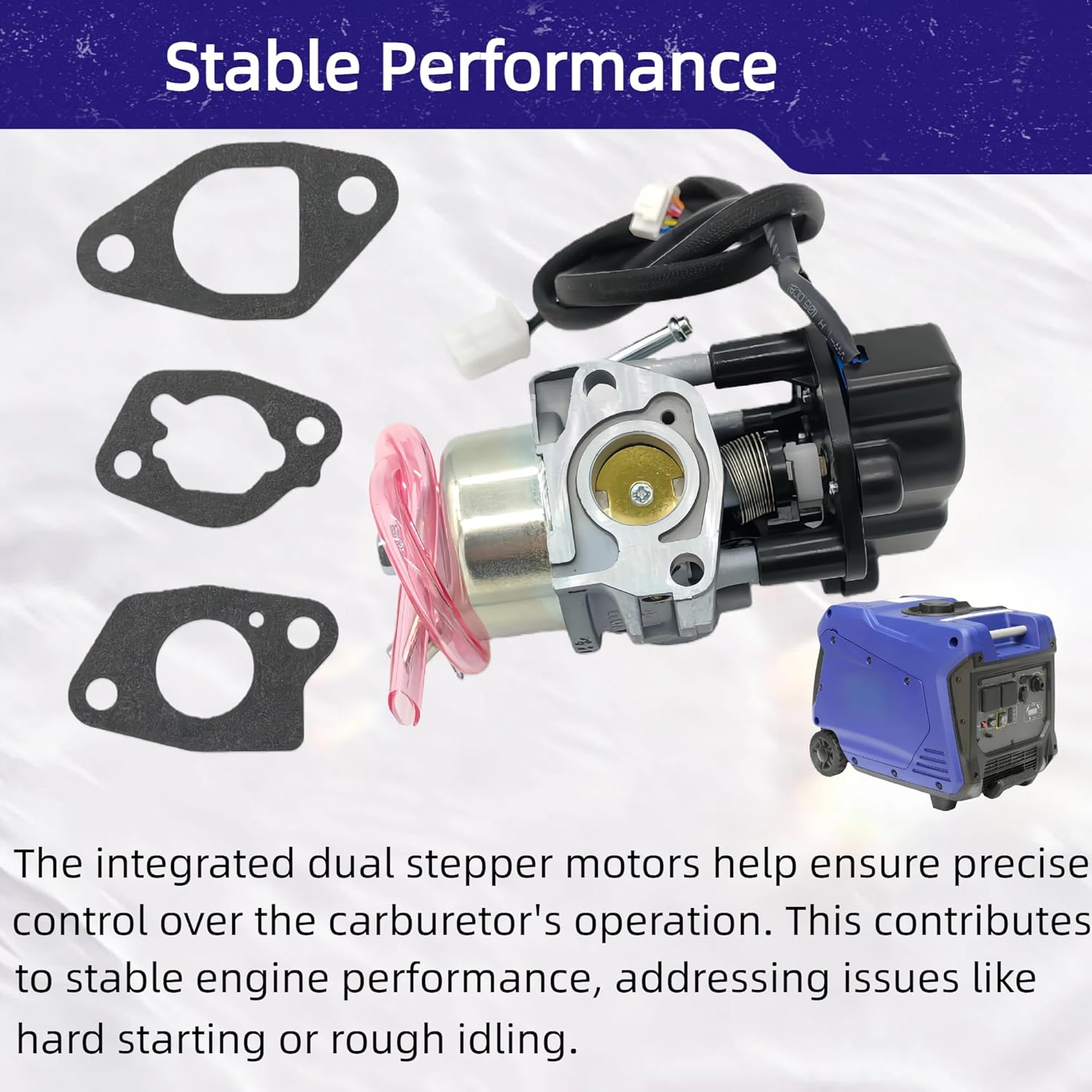 Carburetor Kit with 2 Stepper Motors for 224CC Inverter Generator - Compatible with Westinghouse IGen4500 & Onan P4500I Models, Replaces 50040195