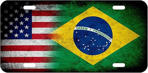 Placa de aluminio - Bandera de Brasil (Brasileño) - RústicoEstados Unidos